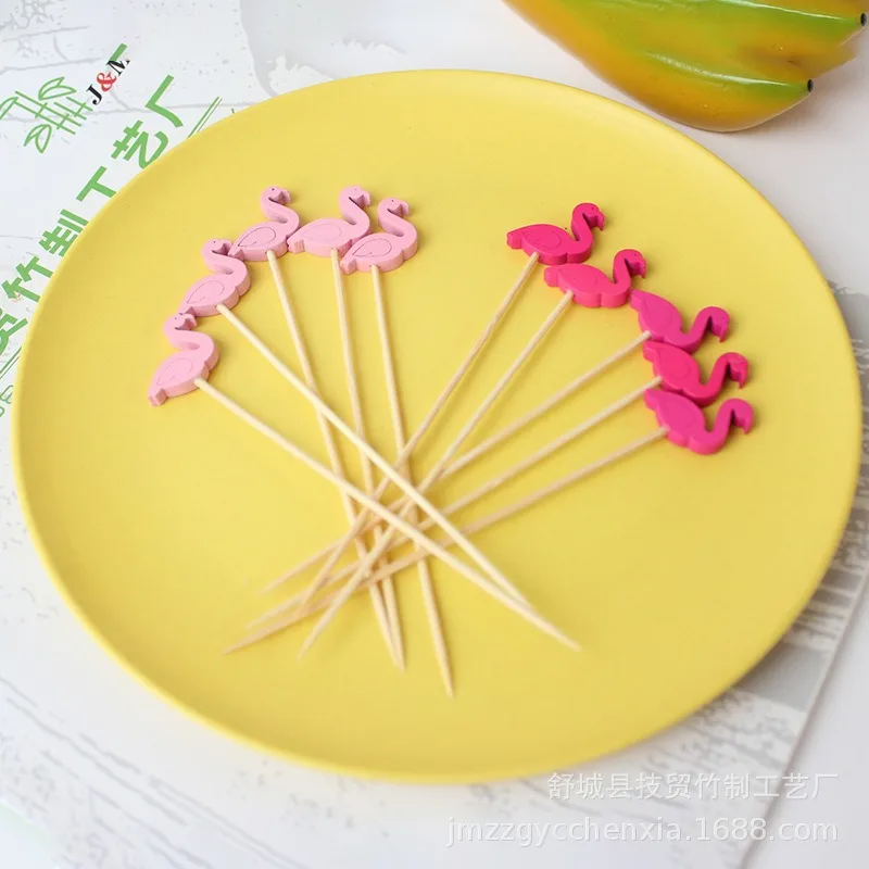 20pcs Hawaii Fruit Sticks Turtle Leaves Flamingo Pineapple Cactus Bamboo Toothpick Insertion Happy Summer Hawaiian Party Decors