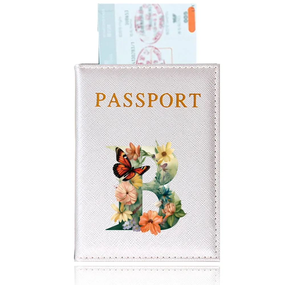 Travel Passport Cover Portable Credit Card Holder Case Simplicity Credit Card Holder Case for Unisex Butterfly Letter Pattern