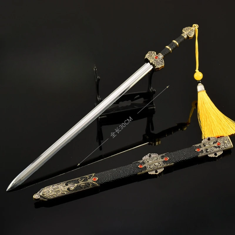 30 ซม./11.81in เย็นอาวุธอุปกรณ์ต่อพ่วง Star ดาบ Scabbard ดาบเหล็กจริงชุดหัตถกรรมของเล่นเด็กเดสก์ท็อปเครื่องประดับของขวัญ