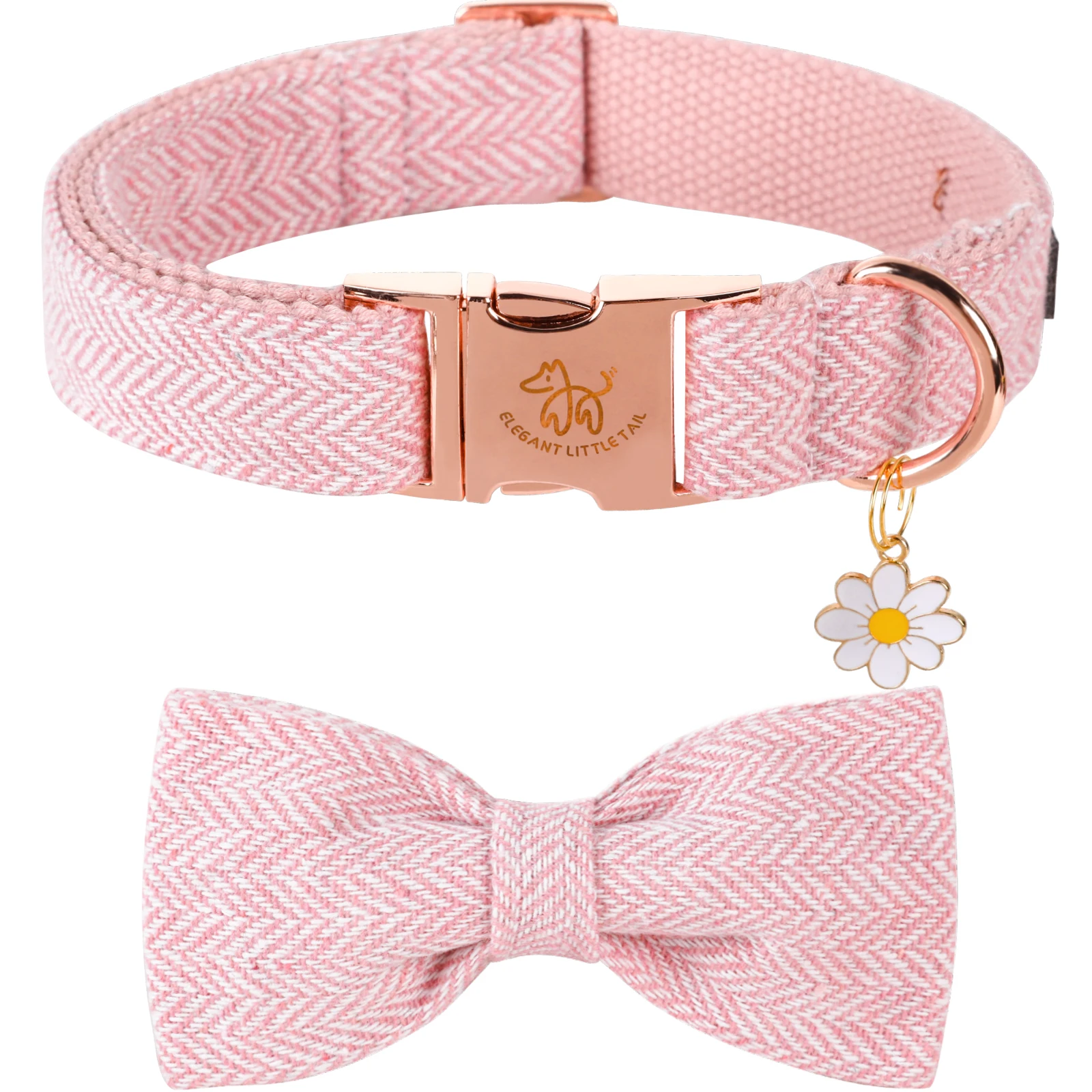 

Elegant little tail Dog Collar with Bow Herringbone Dog Collar Girl boy Bow Cotton Durable Bowtie Collar Pet Dog Collar