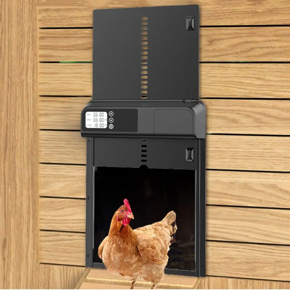 

Automatic Chicken Coop Door Battery Operated Multi-mode Auto Chicken Door Opener LED Display Waterproof Electric Chicken Gate