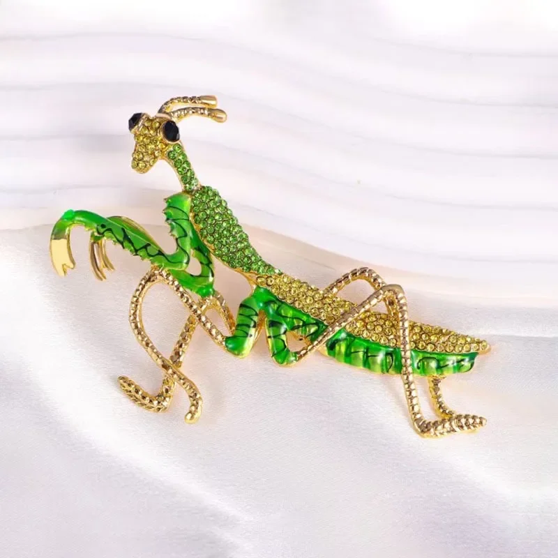 1 Baroque Heavy Luxury Rhinestone Set Mantis Design Ladies Brooch，Suit Coat Clothing Accessories，Holiday Party Couple Gift Pins