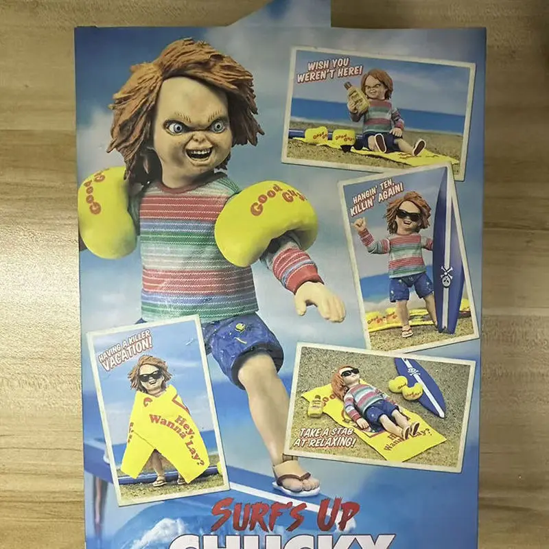 Série de films de jeu pour enfants, personnage de poupée Chucky, figurine d'action, modèle surf, accessoires d'ornement de bureau, jouet, cadeaux périphériques