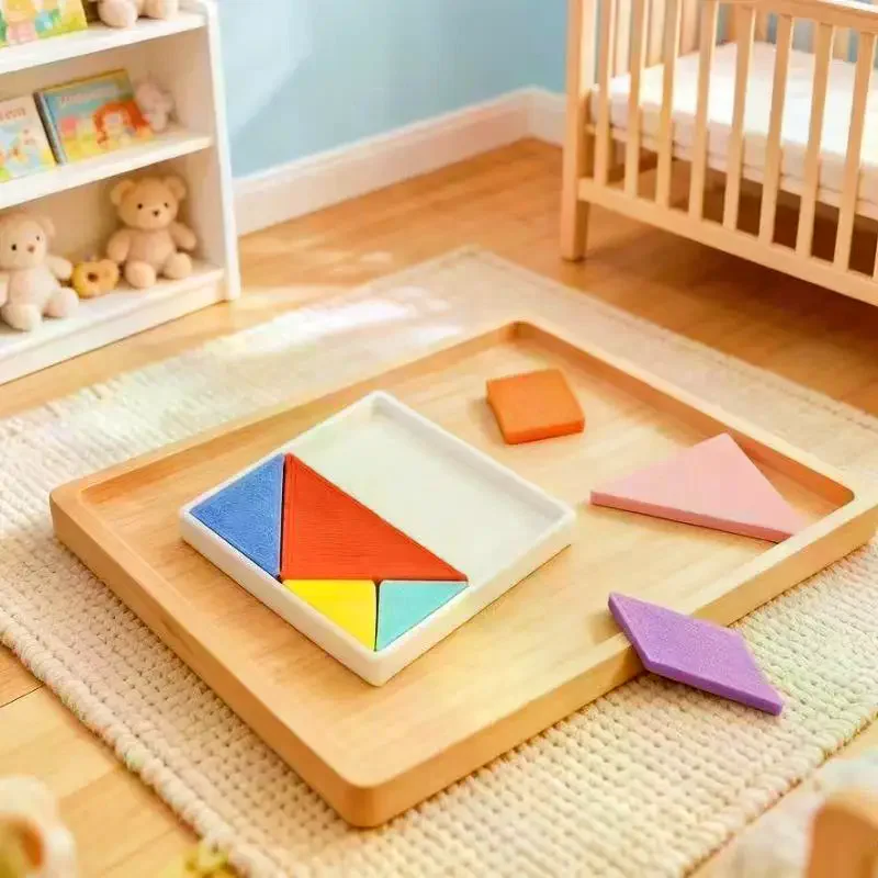 Dollhouse Mini Tangram Puzzle Set Simulation Colorful Building Block Model Educational Toy 1/12 Doll House Scene Decor