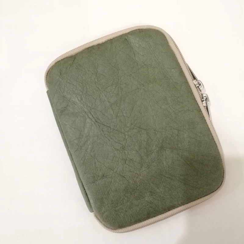 Bolsa de bolígrafo de papel DuPont de Color sólido hecha a mano, bolsa de almacenamiento de bolígrafo de tela, cinco bolsas de bolígrafo, cremallera