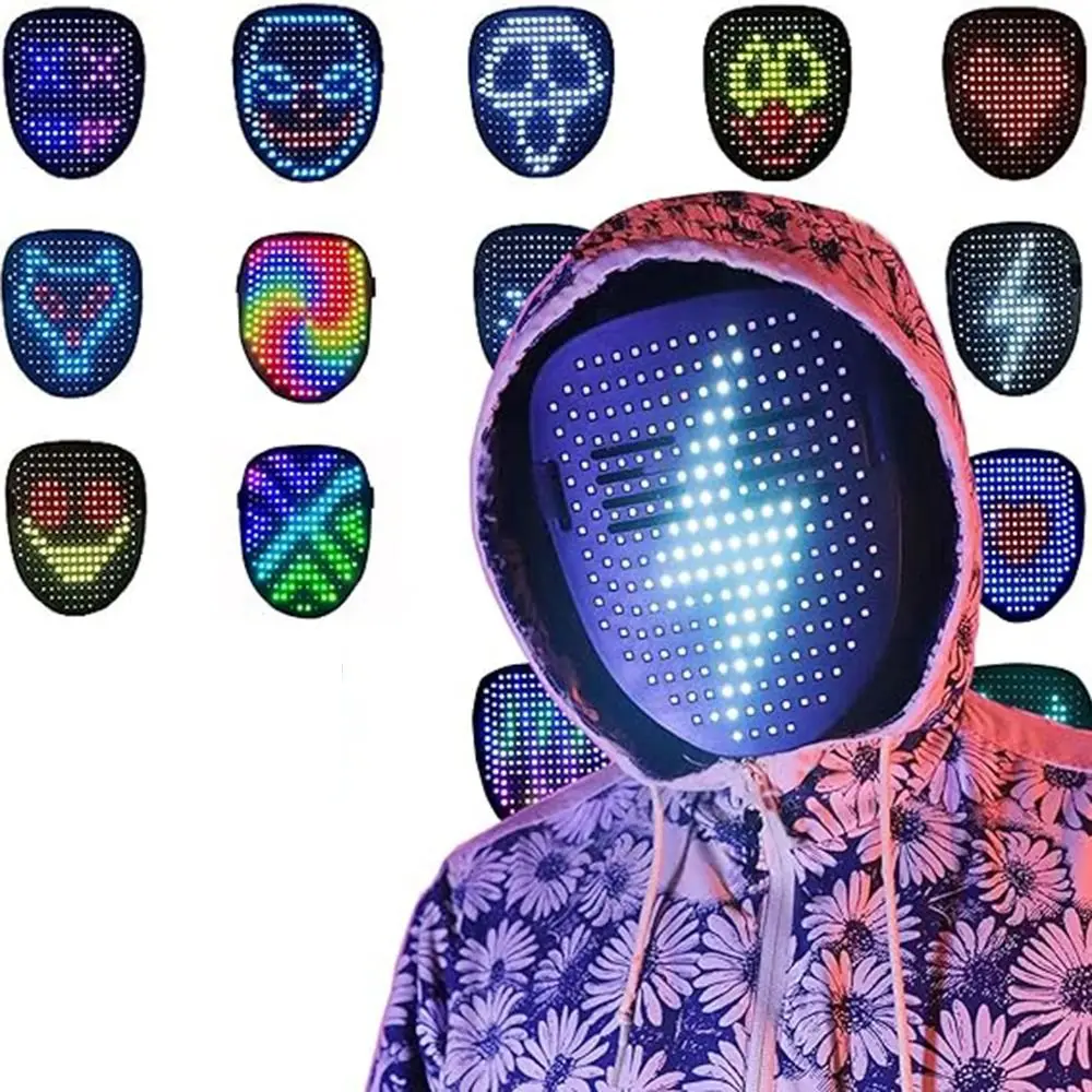 

Gesture Induction Halloween LED Mask Change Face 50 Display Modes Light Up Mask USB Recharging LED Lighted Sensing Face Masks