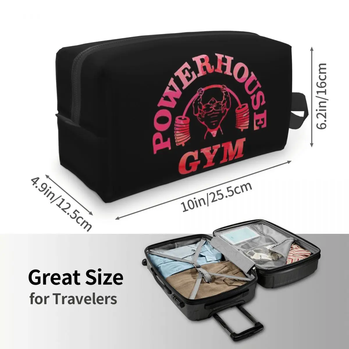 Powerhouse Gym Fitness Building Muscle Makeup Bag Cosmetic Organizer Storage Dopp Kit Toiletry Cosmetic Bag for Women Beauty