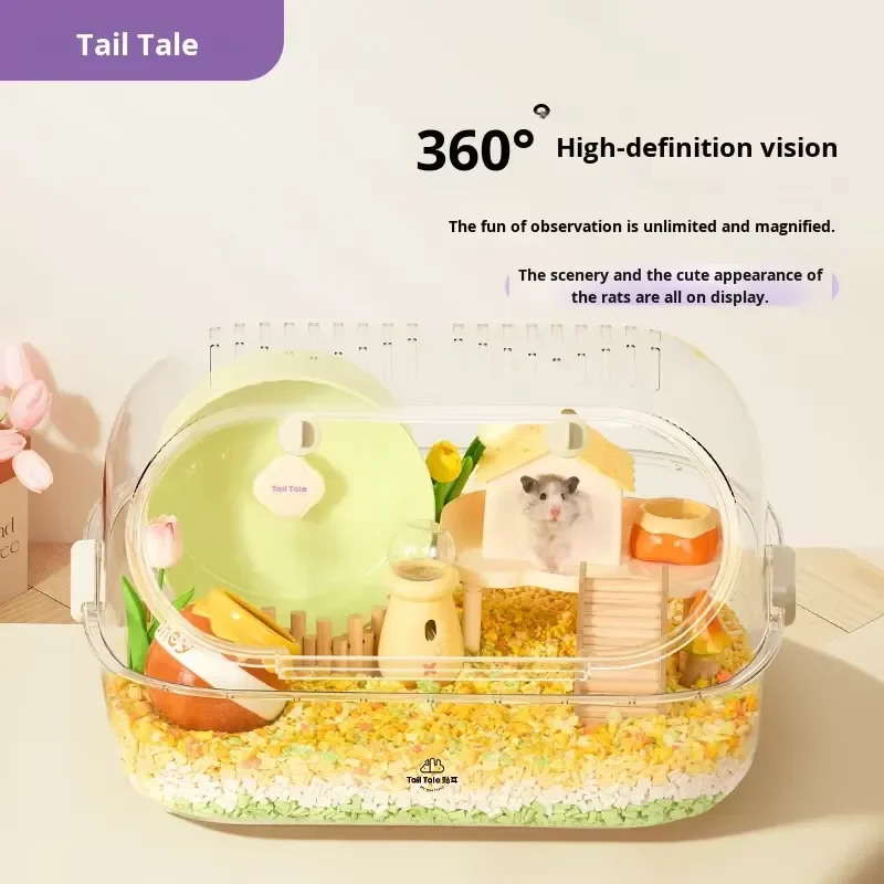 TailTale 62cm Clear Hamster Cage with Full View Large Front Opening for Access Cute Design for Syrian Hamster Small Pet