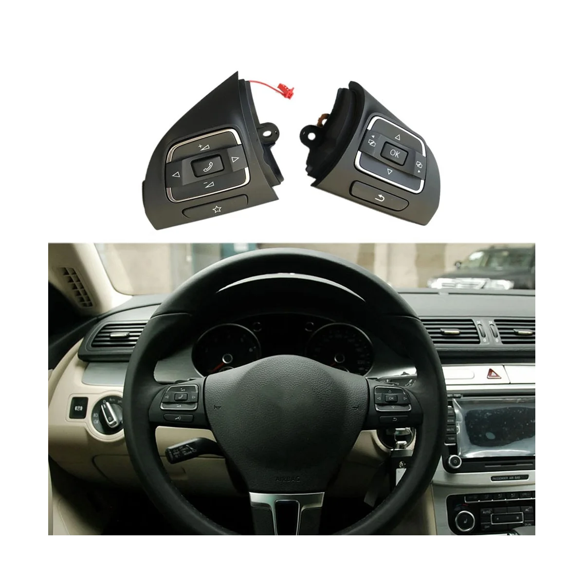 Car Right Side MFD Steering Wheel Buttons Switch for Golf MK6 Tiguan Jetta MK6 EOS 5C0959537A/5C0959538B