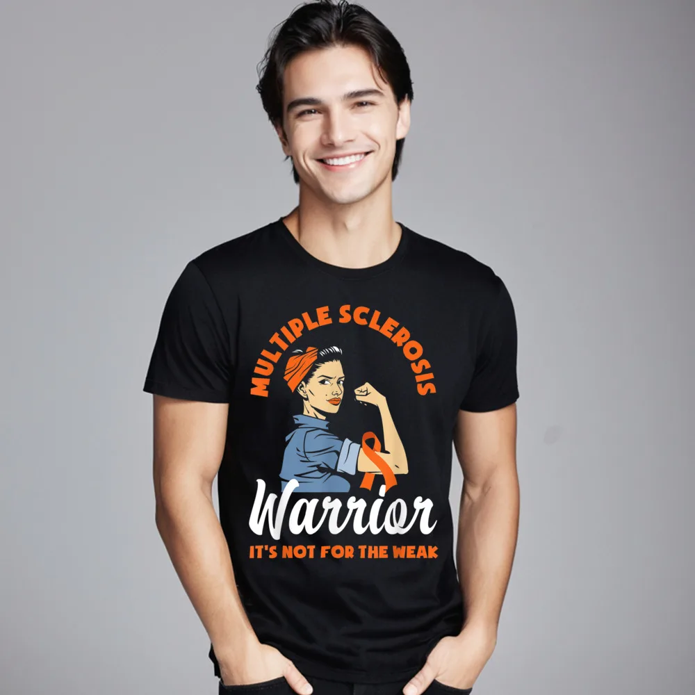 צווארון מעוגל טרשת נפוצה לוחם טרשת 100% שלה לא בד כותנה זכר חולצת שרוול קצר מצחיק חולצות & T משפחה לאבד T