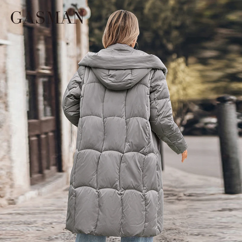 GASMAM Winter Down Jacket Women Warm Long Classic zipper Lacing Design Pocket Hooded Slim Parkas Female Coats 88599