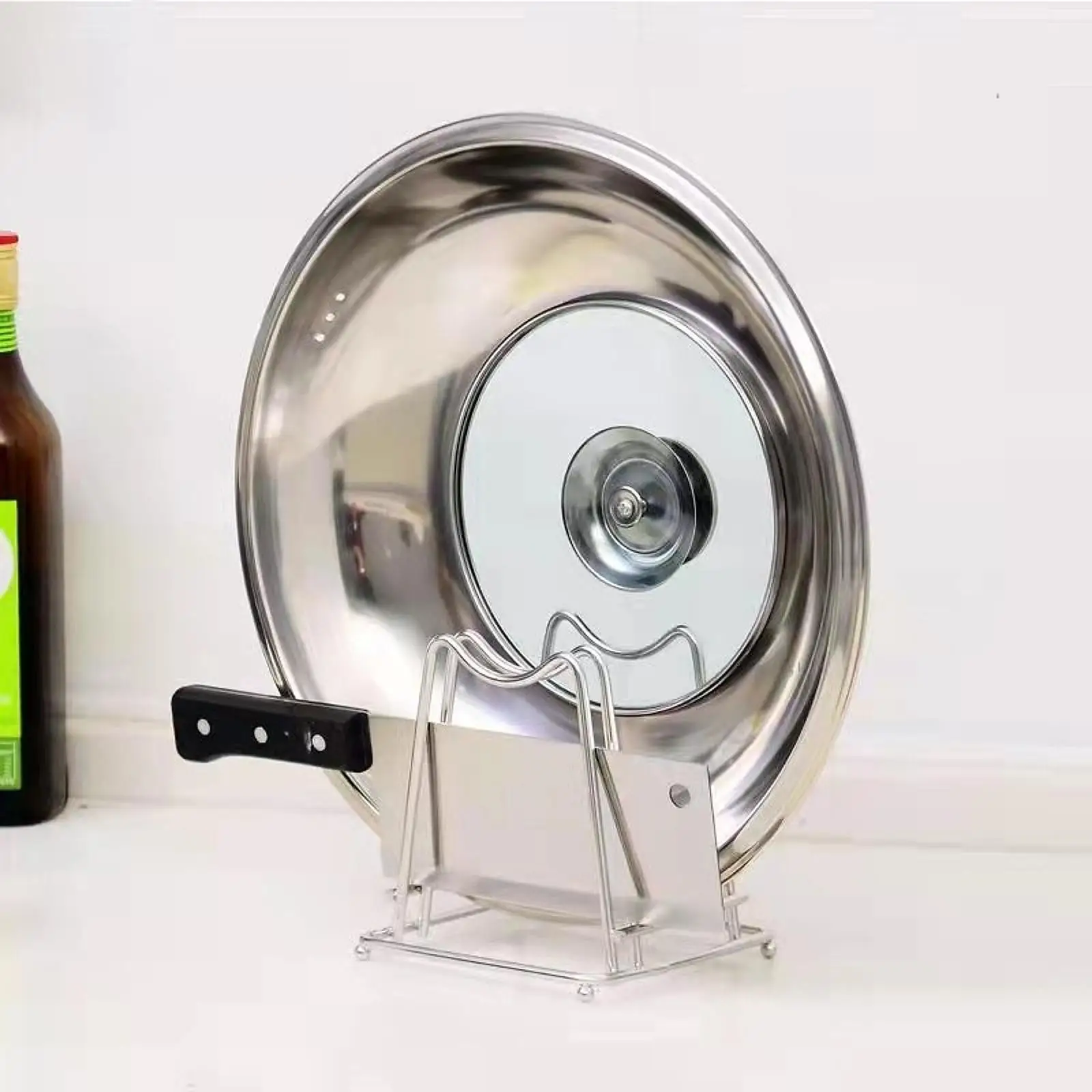 

Cutting Board Rack Organizer Stainless Steel Wire Compact Sturdy Cutting Board Stand for Restaurant Cabinet Kitchen Plates Home