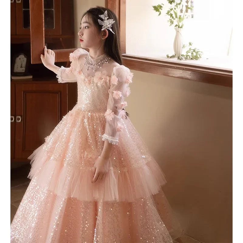 فستان الأميرة للفتيات فساتين عروض التسوية فستان رسمي بسيط وأنيق للأطفال فساتين زفاف العرائس للفتيات