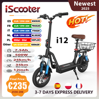 iScooter i12 Electric Scooter With seat And basket 12 Inch 500W Foldable Kick eScooter 36V 7.5Ah Max Range 35km Mobility Scooter