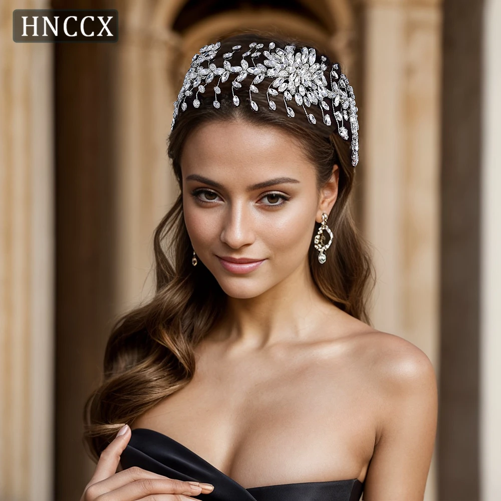 

HNCCX Fashion Women Wedding Headdress Ornaments Party Hair Accessories Shiny Rhinestone Flower Shape Bridal Headband CP417