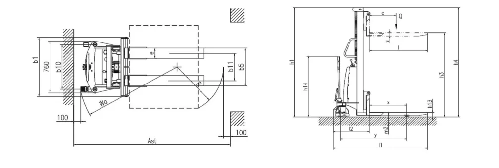 Flexible, efficient, safe and stable semi-electric stacker