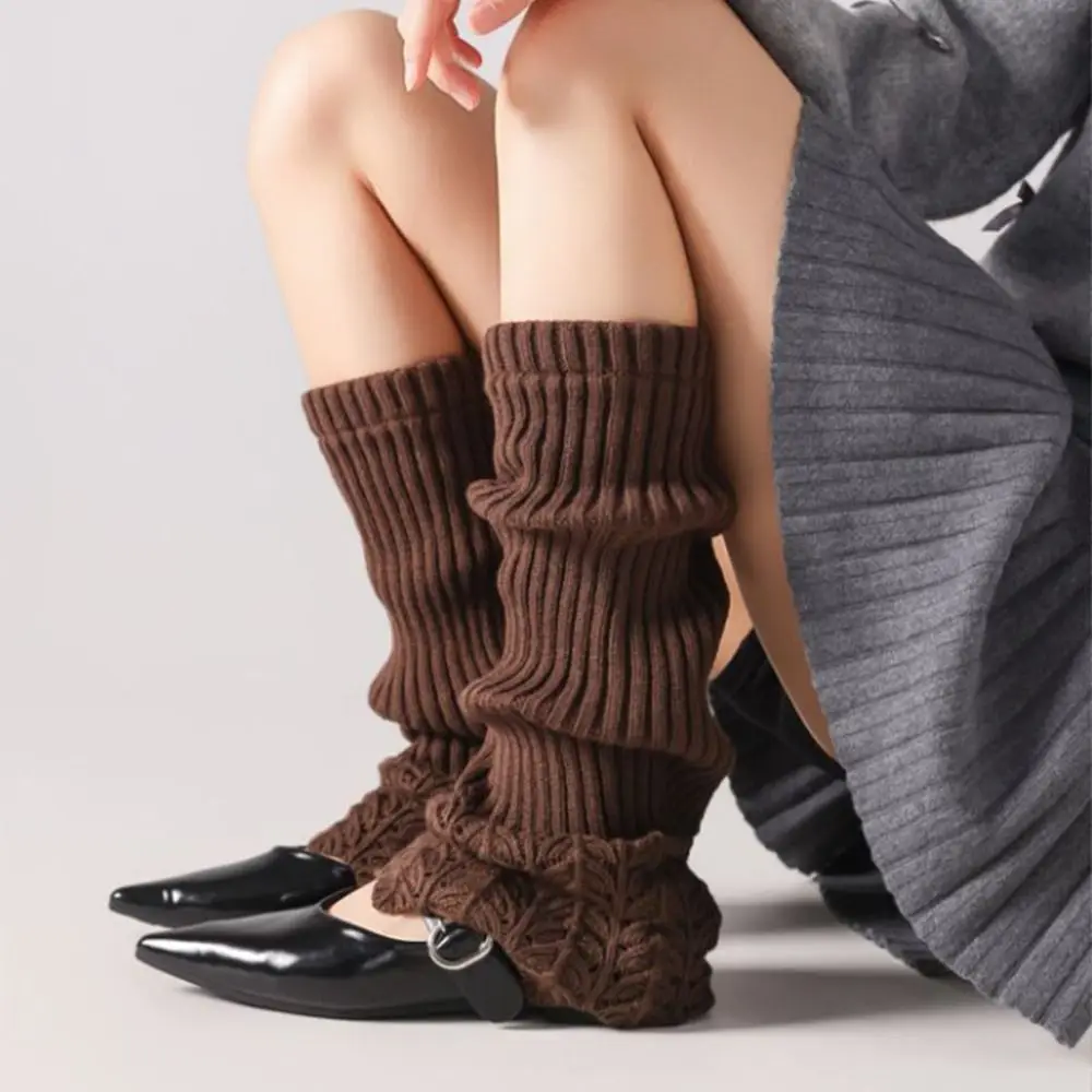 

Comfortable Y2K Women Knitted Leg Warmers Sweet Solid Color Women's Foot Cover Thickened Mid-Calf Middle Tube Socks Harajuku