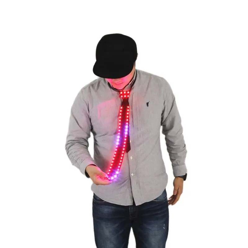 Rainbow LED Ties Robot Costume Luminous Party Accessories Nightclub Rave Outfits Neck Decor Men Gogo Dancer Tron Dance Wear