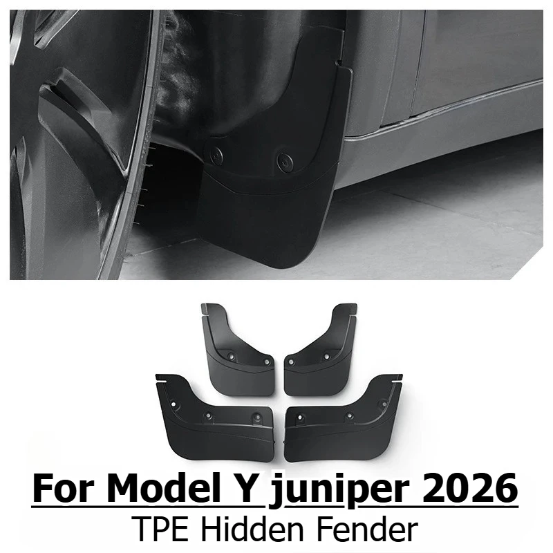 Mud Flaps For New Model Y Juniper 2026 TPE Front Rear Wheel Mud Flaps No Drilling All Weather Anti-Snow Anti-Sand Guard Protecto