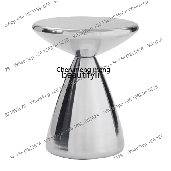 Italian modern electroplating round small coffee table living room bedside small apartment balcony fiberglass corner table