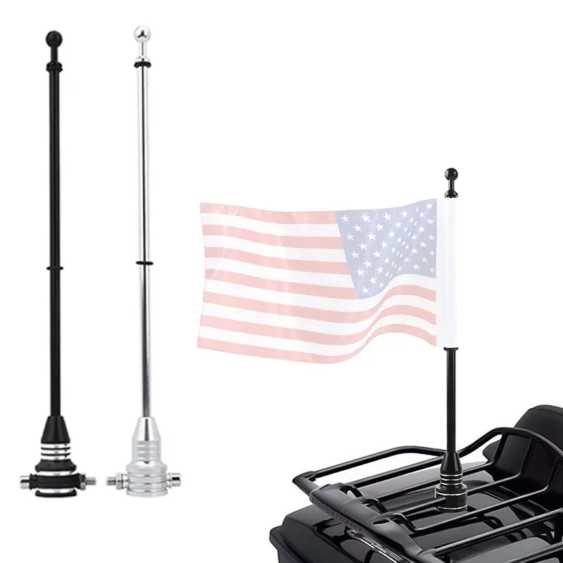 

For Harley Sportster XL883 Touring FLHT Road King Glide Motorcycle National Flag Pole With Rear Chrome Black Mount Luggage Rack