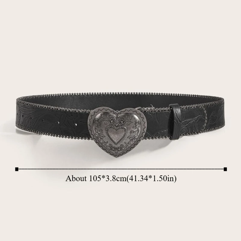 Vintage American Style Women's Belt Retro Gothic Heart Waist Belt Designer Y2k Dress Jeans Belt Spicy Girls