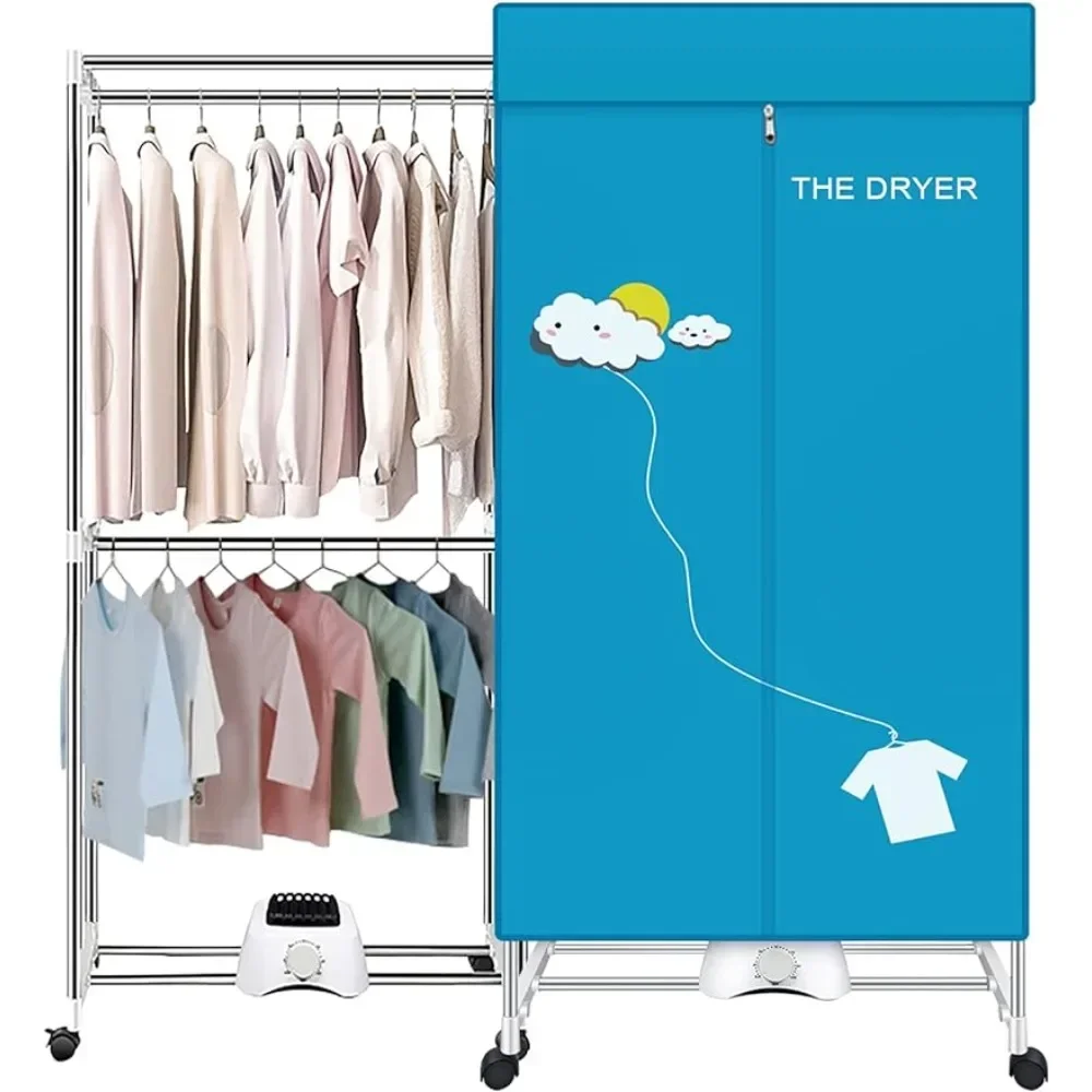 

Portable Dryer,110V 1000W Electric Clothes Dryer Machine Double layer Stackable Clothes Drying Rack for Apartments