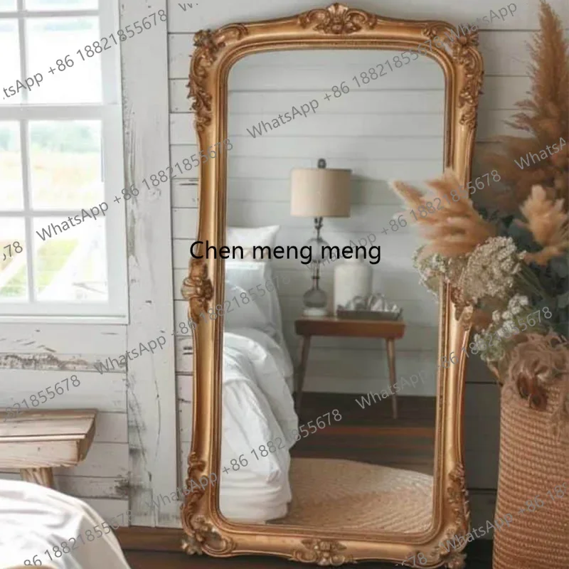 retro carved whole body, floor mirror household light luxury high-end sense, fitting mirror