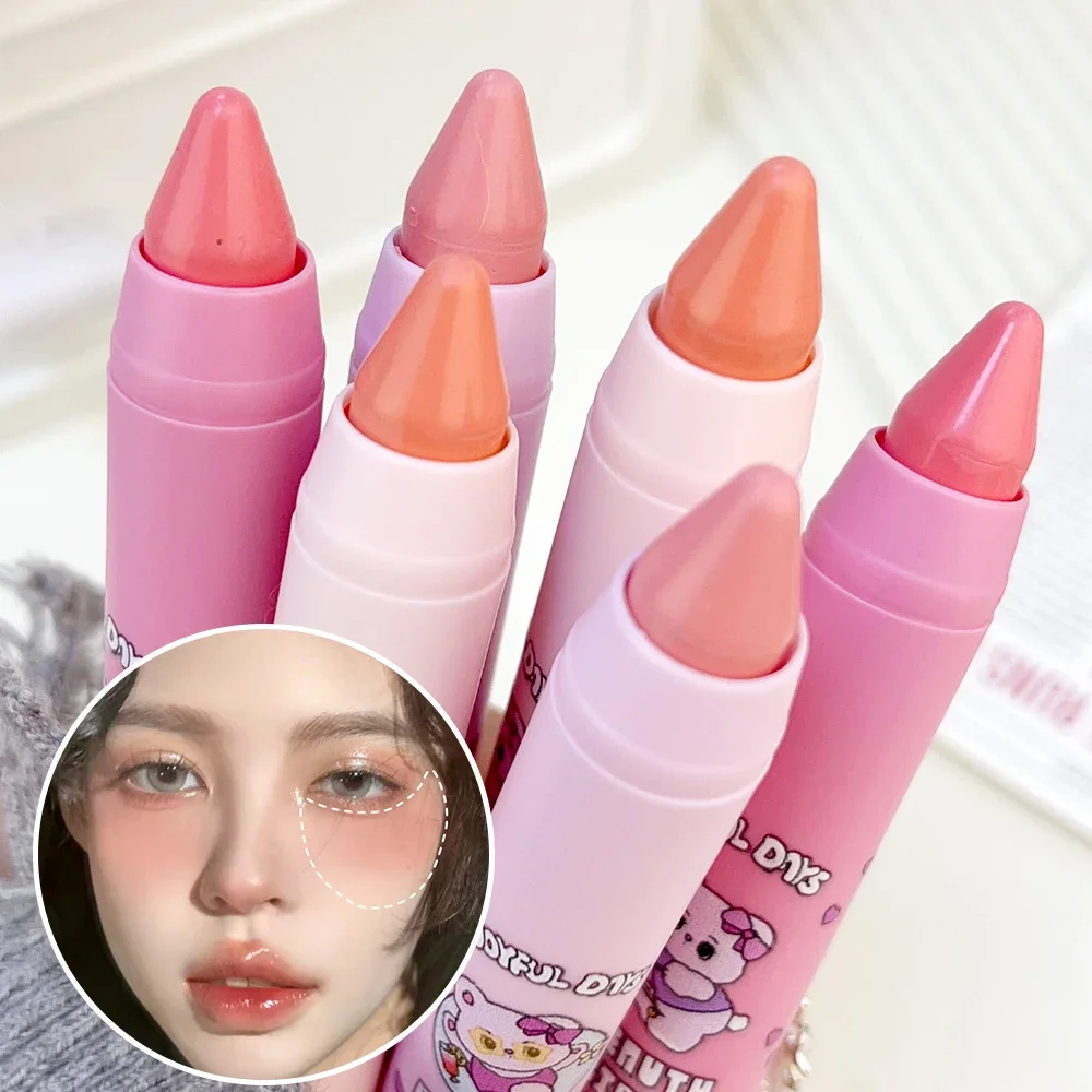 Multi-function Blush Stick Natural Cheek Face Rouge Blusher Cream Lasting High Color Rendering Brightening Skin Tone Waterproof