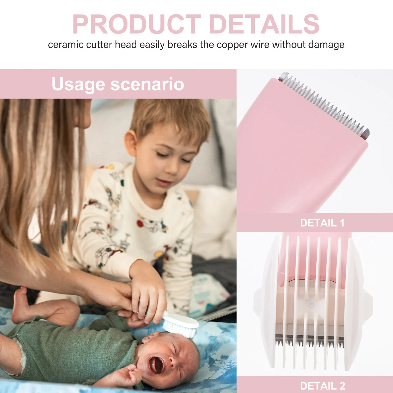 

Набор из 1 шт. перезаряжаемой электрической машинки для стрижки волос для младенцев и детей, бесшумный портативный триммер для новорожденных, инструмент для стрижки и бритья с зарядкой