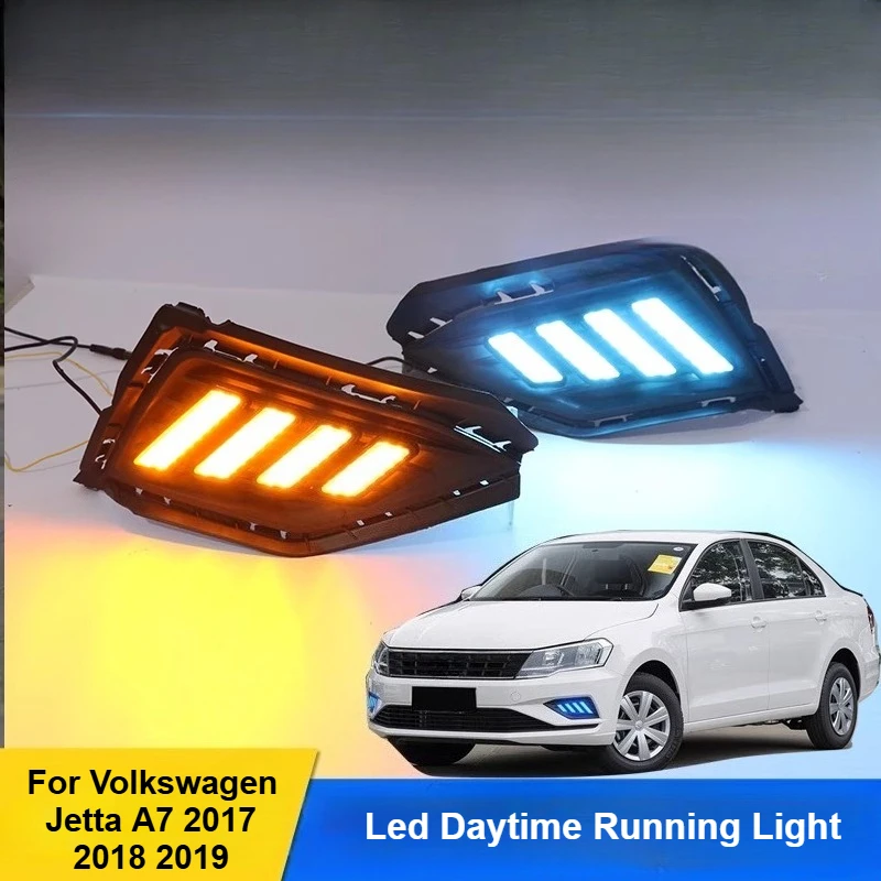 For Volkswagen Jetta A7 2017 2018 2019 Led Daytime Running Light Front Fog Lamp Flowing Dymanic Turn Signal Light Accessories