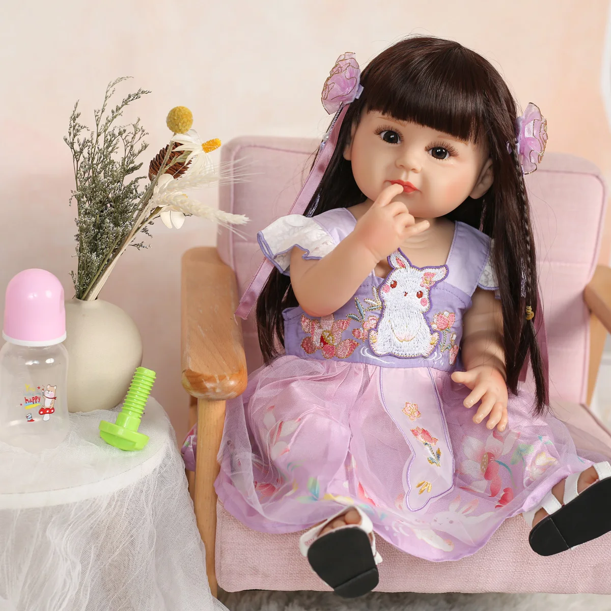 New Style Chinese Style Clothing 55cm Reborn Baby Doll  Girl For Children's Toy Birthday and Children's Day Gift