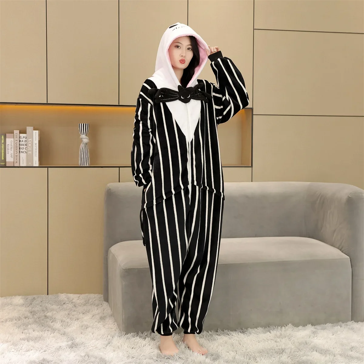 Halloween Jack Skull Cosplay Pijamas Skeleton Onesie Kigurumi Pajamas Christmas Performance Costumes Women Man Child Kigurumi