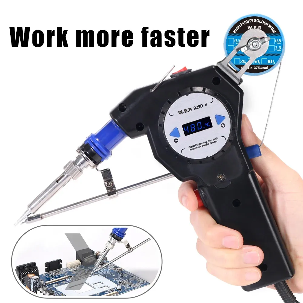 WEP 929D-II Automatic Soldering Tin Gun Multifunction Iron Welder Automatically Send Soldering Station One-handed Digital Tool