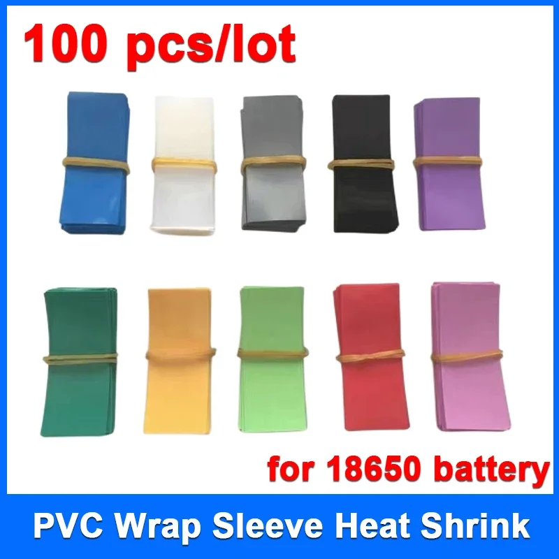 100pcs/lot Heat Shrink Wrap Sleeve  Shrinkable PVC Tube Insulated Multicolor Battery Skin PVC FilmTape Protector Cover Pipe