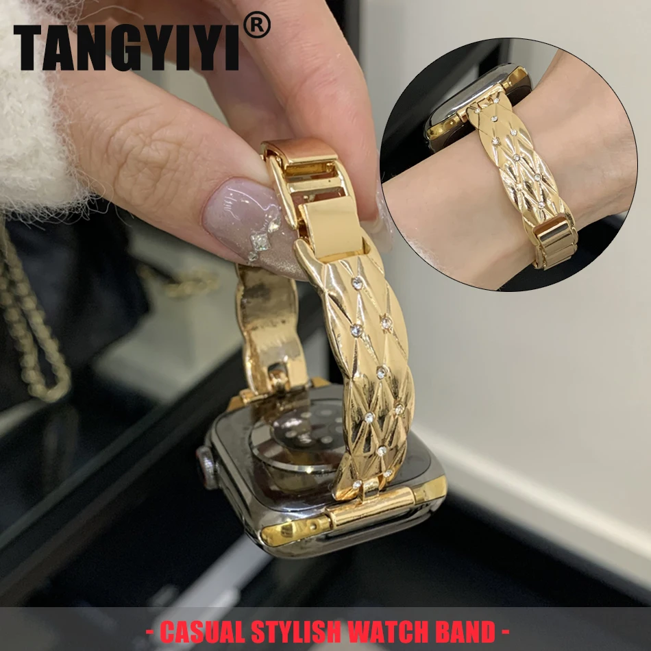 

Luxury Sparkling Diamond Check Bracelet For Apple Watch Band S11/10/9/8/7/SE/Ultra iWatch Metal Strap 49/46/45/44/42/41/40/38mm