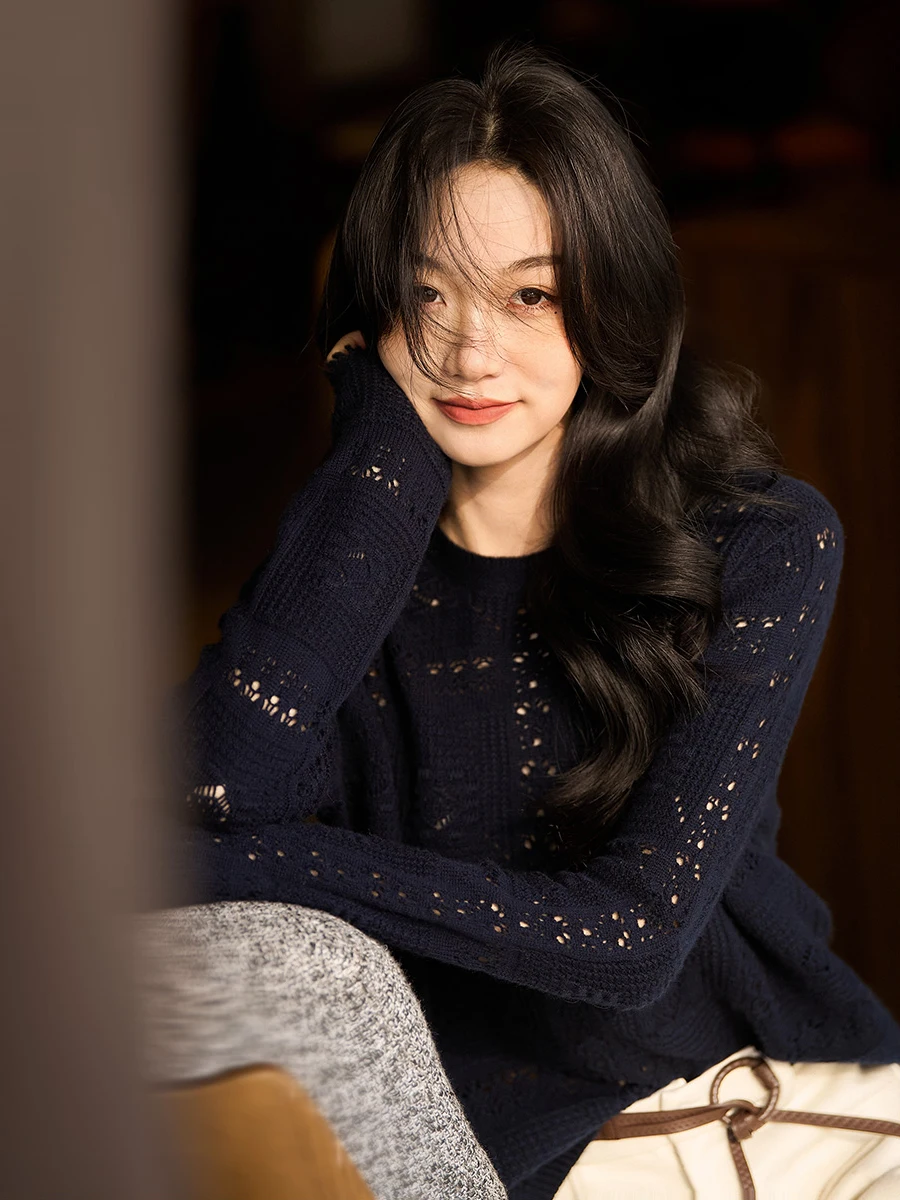 

Вязаный кашемировый свитер Lighthearted Vacation с плотной вязкой, круглым вырезом и длинными рукавами, женский, повседневный, модный