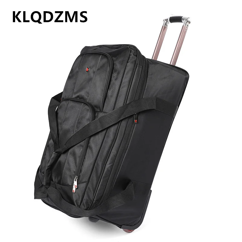 KLQDZMS Large Capacity Luggage Bag Oxford Cloth Foldable Airline Checked Bag Men's Shoulder Backpack Women's Travel Suitcase