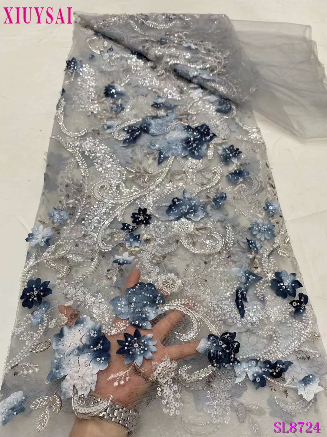 قماش دانتيل مطرز نيجيري لفساتين الخياطة ، تطريز ترتر فرنسي فاخر ، جودة عالية ، من من من الدانتيل #2