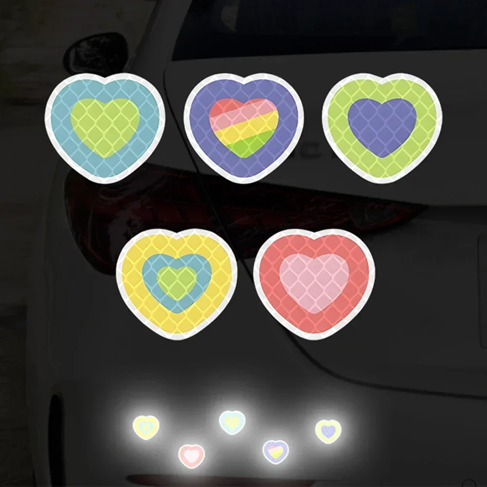 5Pcs/Set Motorcycle Helmet Waterproof Decal Hearts Butterfly Stars Night Warning Sign Reflective Sticker Helmet Accessories