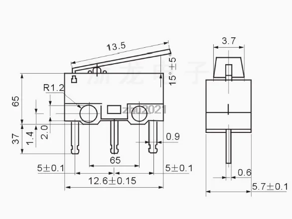 10pcs MS-004 Micro Switch - Wide Handle, Straight Leg 3-Pin Miniature Limit Switch for Mouse Applications, Compact