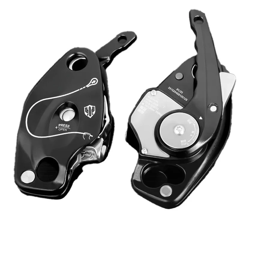 Outdoor Climbing Descender with Anti-panic Cam, Speed Control Descent Reducer for High Altitude Working Protection