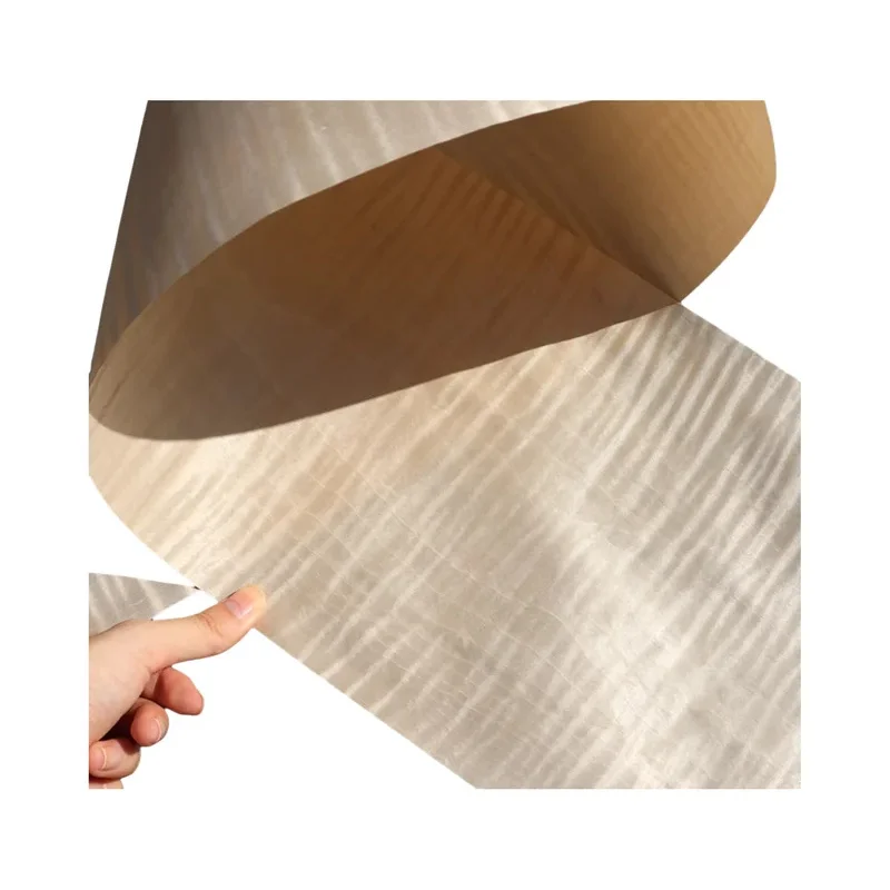 Length:250cm Width:12cm Thick:0.25mm Naturally Champagne maple shadow grain wood veneer Speaker Guitar Decoration Materials