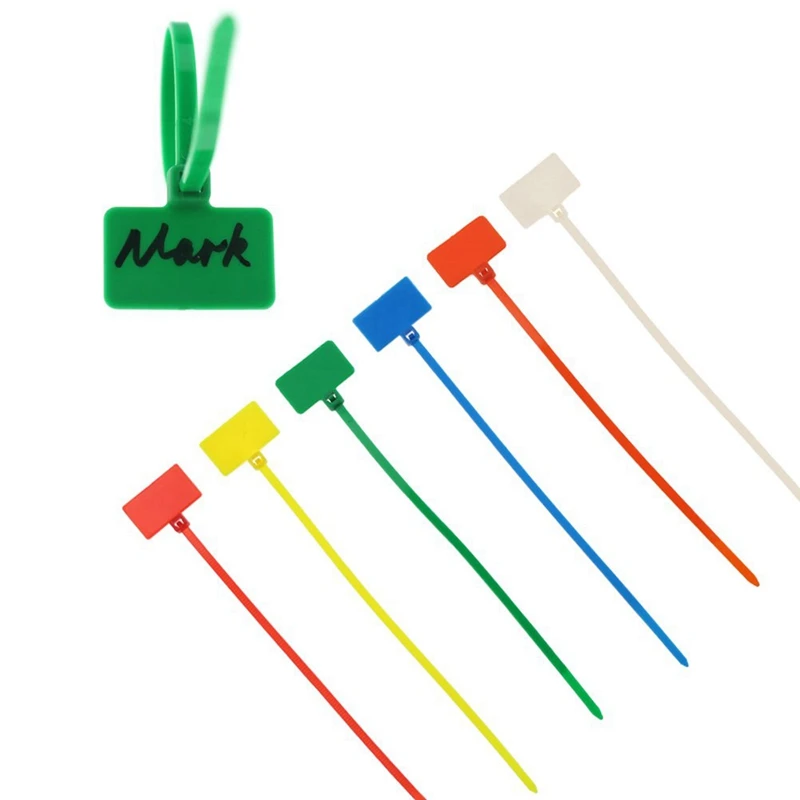 1250 Pcs 7 Colors Nylon Cable Marker Ties Self-Locking Cord Write On Ethernet Wire Zip Mark Tags Power Marking Label