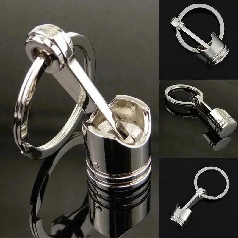 1-6Pcs Car Engine Piston Style Keychain Key Ring Creative Metal Piston Model Keyring Key Pendant KeyChain Decor Car Accessories
