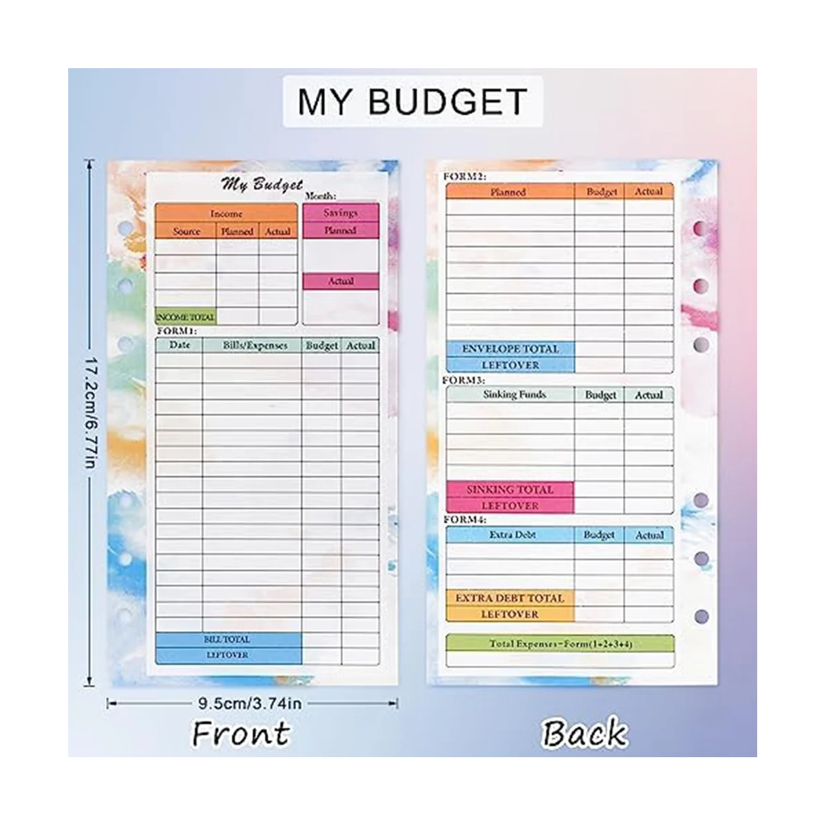 A6 Budget Planner Refill 82 Sheets Monthly Weekly Planner Notepad 6 Hole for A6 Binder Cover Save