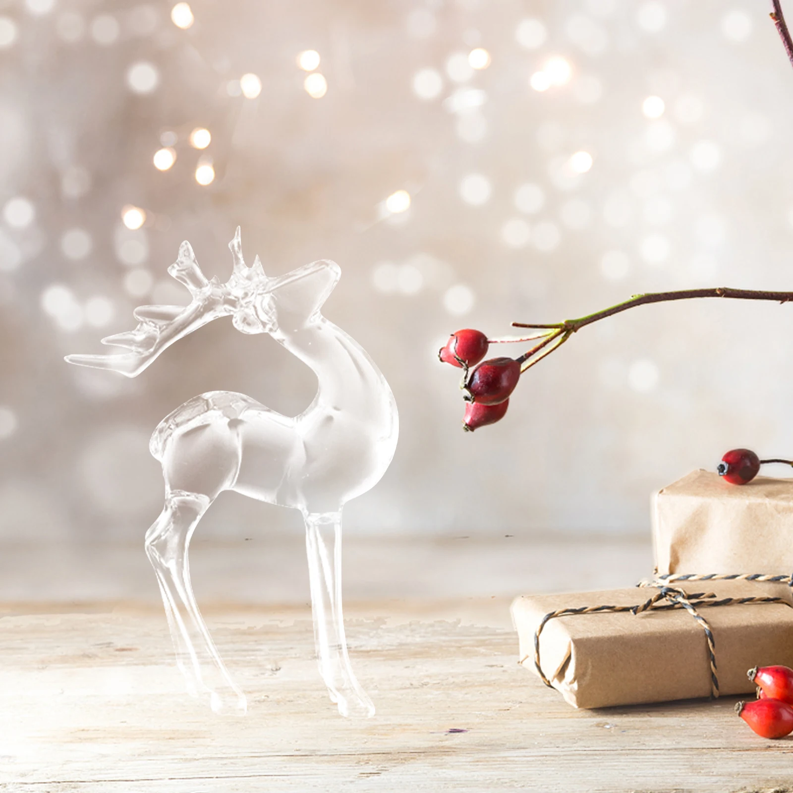 

2Pcs Acrylic Elk Ornaments Transparent Xmas Party Decoration Xmas Elk Desk Decor Home Office Christmas Gift Festival Gift