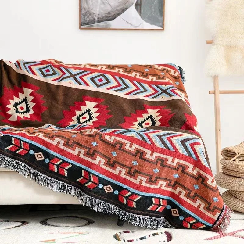 Bohemian Plaid Blanket for Sofa bed Decorative Blanket Outdoor Camping Blanket Boho Sofa cover throw  Picnic With Tassel