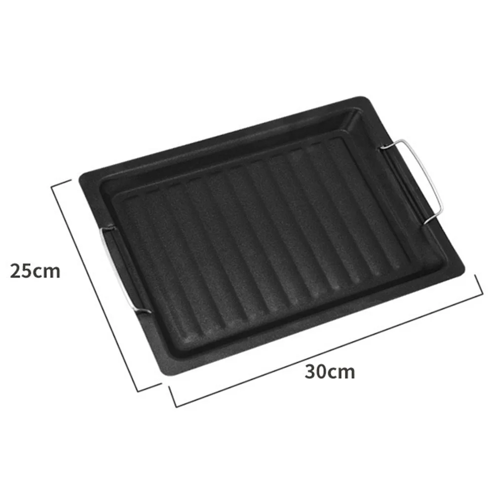 Heavy Duty Non-Stick Baking Sheet 25x30cm Portable Iron Pan  BBQ Tray For Outdoor BBQ And Camping Barbecue Grill Accessories