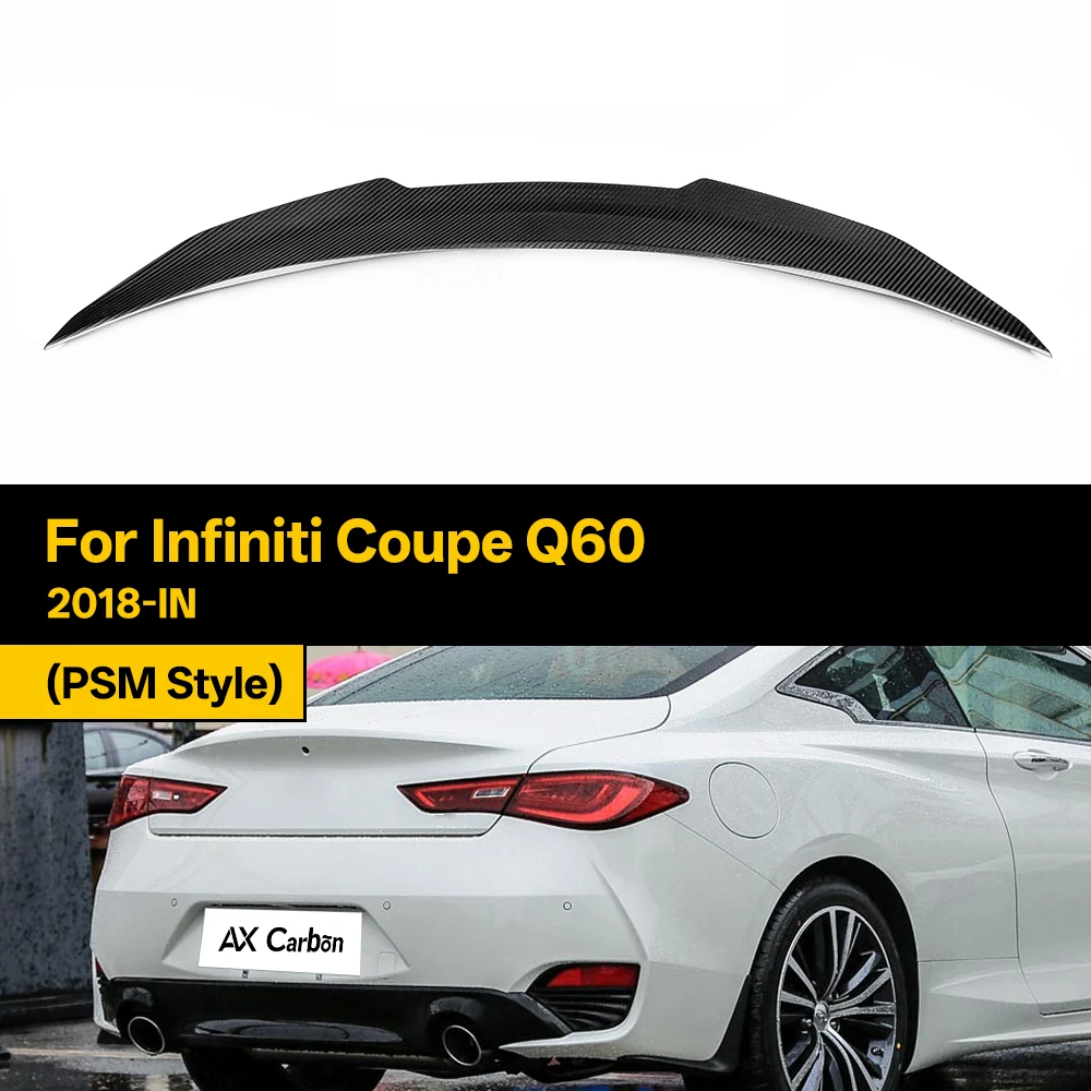 

Automotive Real Dry Carbon Rear Lid Spoiler Boot Wing for Infiniti Coupe Q60 2018-IN PSM Style